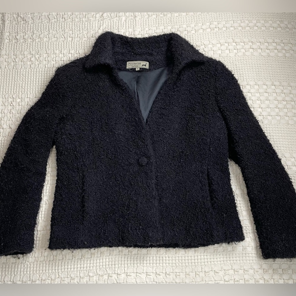 Peruvian Link Alpaca Cozy‎ Blazer Jacket Black Medium